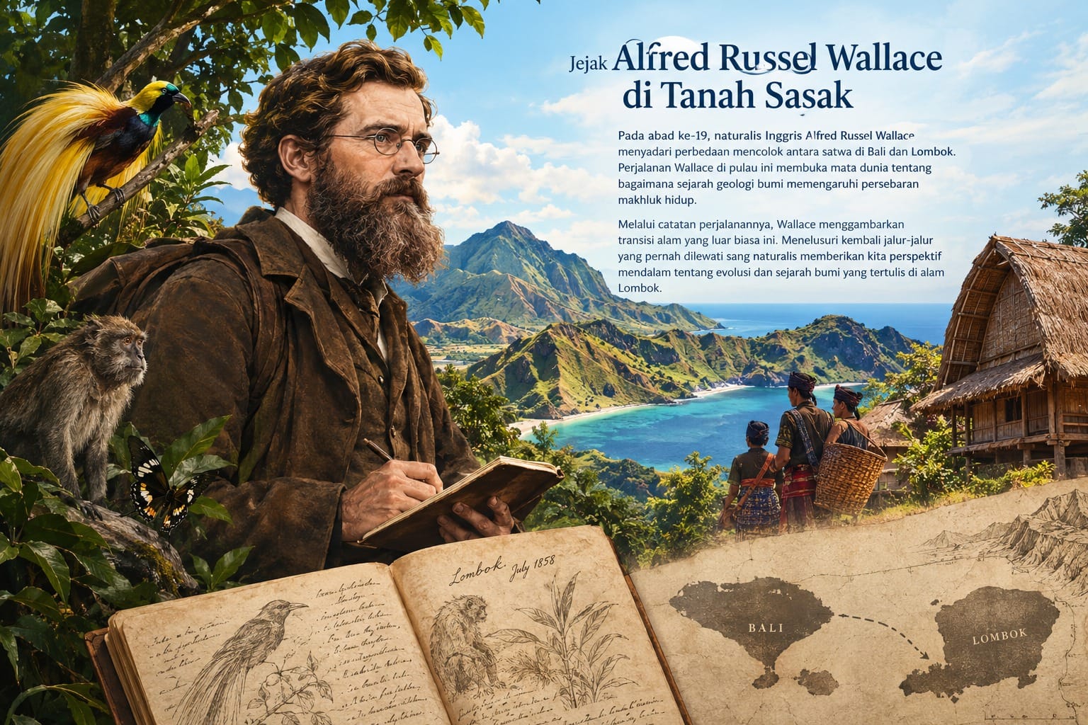 Alfred Russel Wallace, naturalis Inggris yang melakukan penelitian lapangan di Kepulauan Melayu pada abad ke-19.