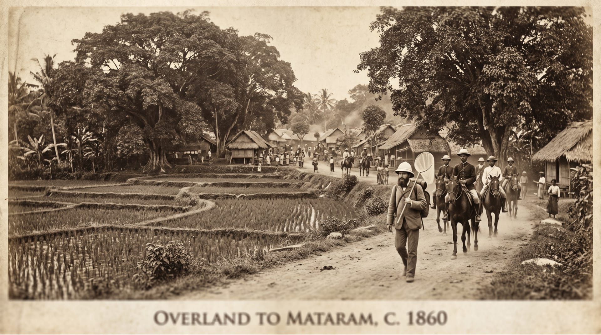 Rekonstruksi suasana Ampenan Lombok pada abad ke-19 saat Alfred Russel Wallace melakukan perjalanan.